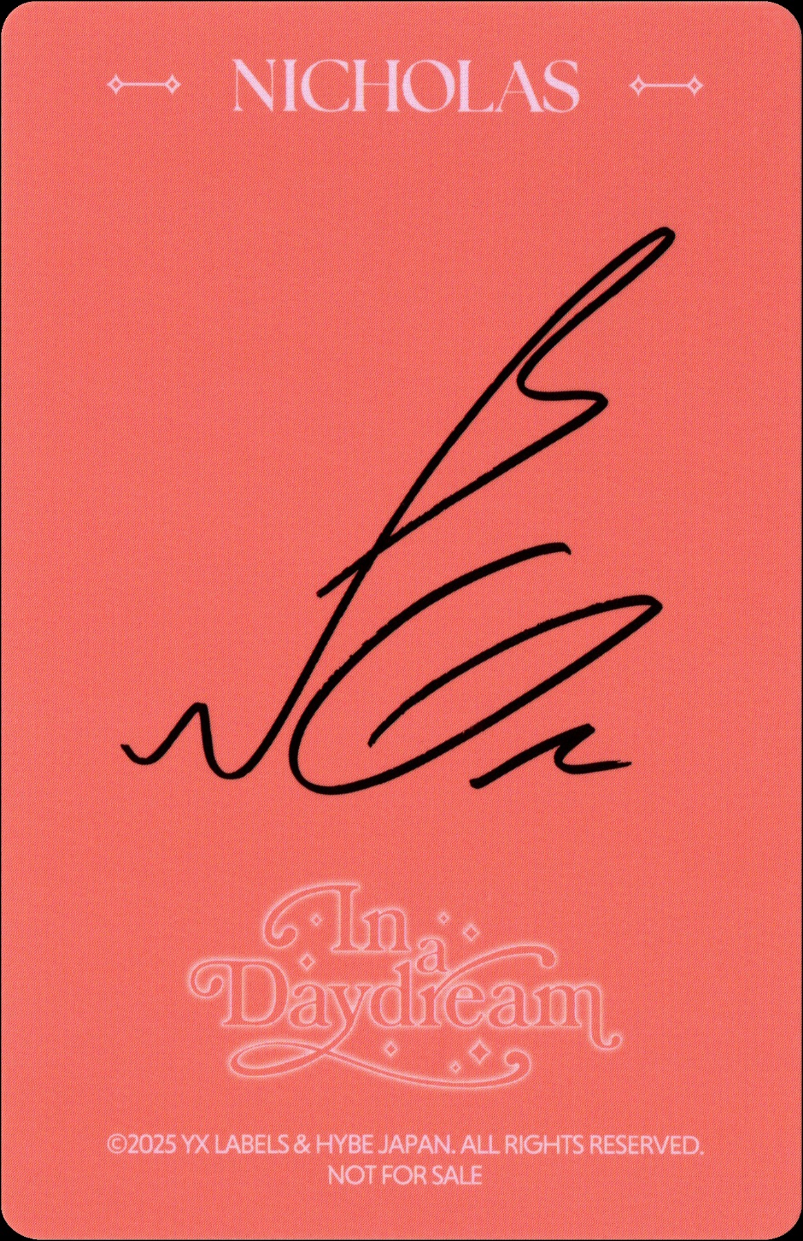 Nicholas &TEAM photocard back side - Photocards