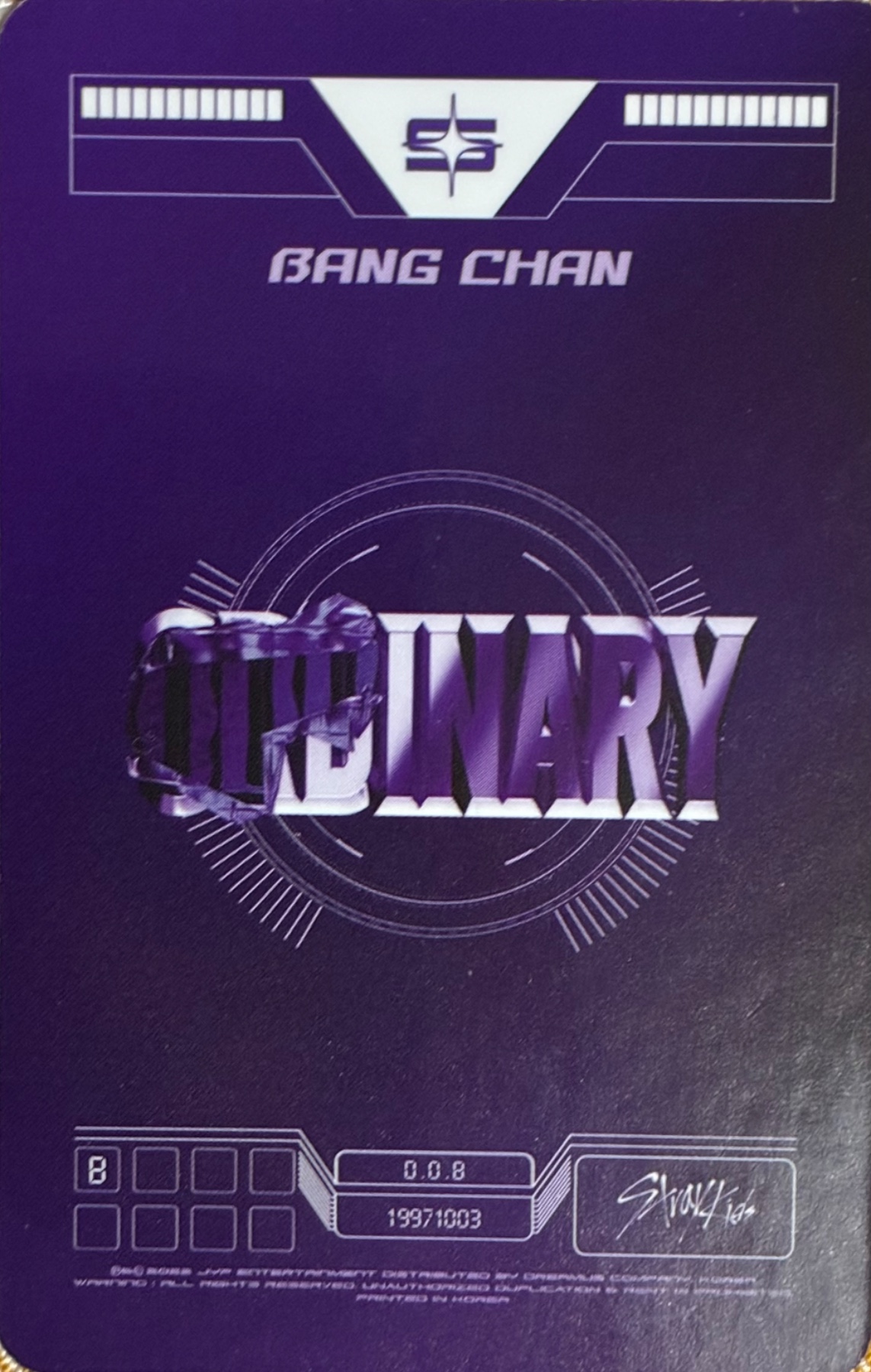 Bang Chan Stray Kids photocard back side - Photocards