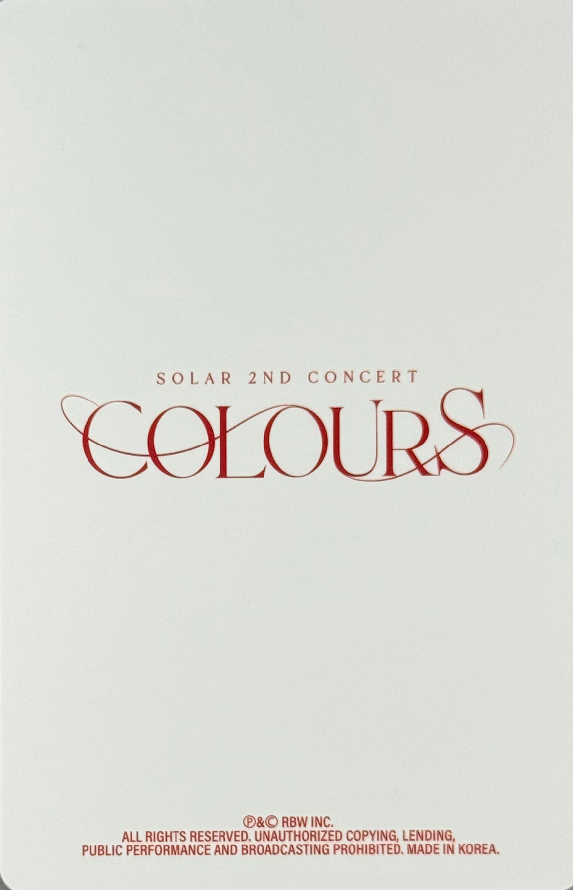 Solar Solar photocard back side - Random Trading Card