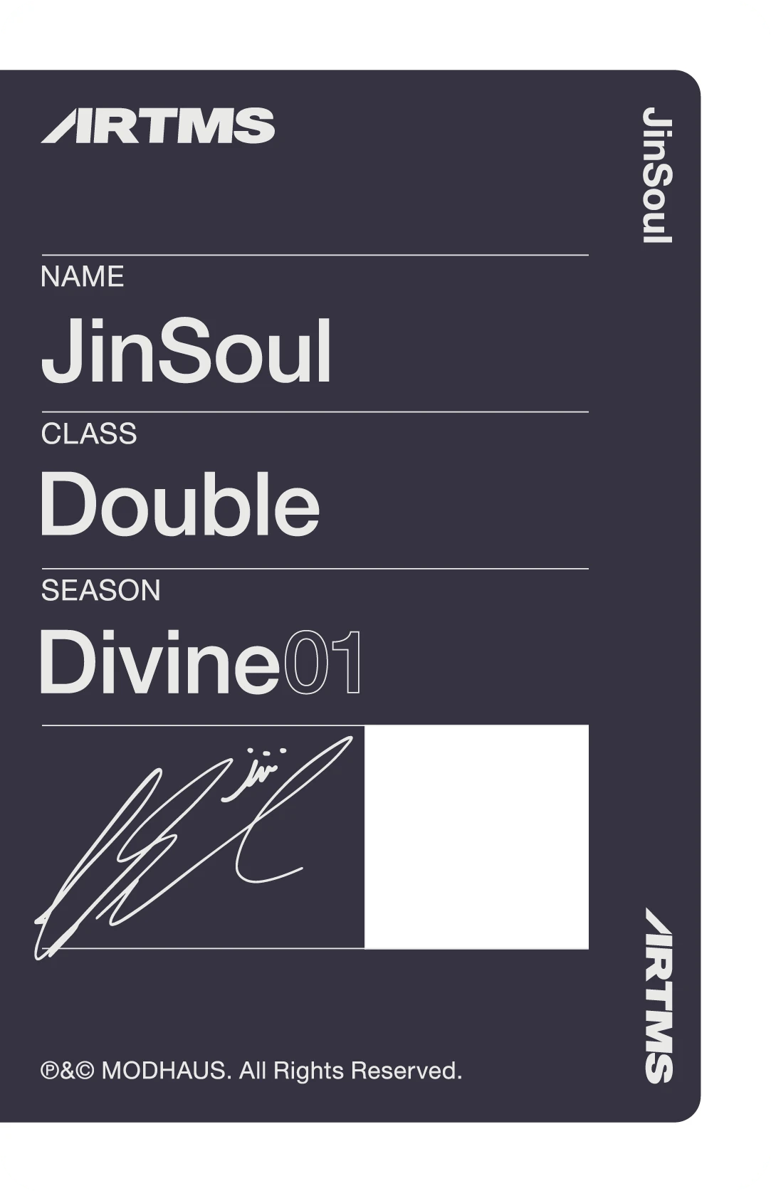 JinSoul ARTMS photocard back side - Showcase Objekt Pack