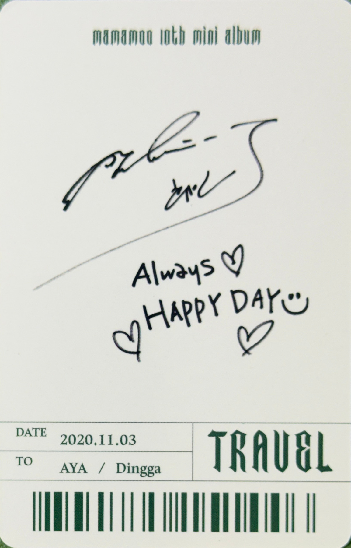 Wheein MAMAMOO photocard back side - Photocard