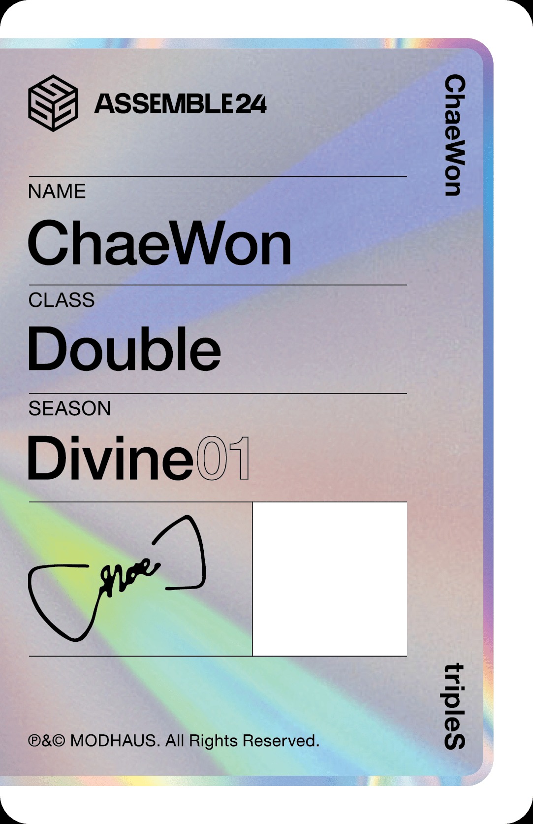 Chaewon tripleS photocard back side - Photocard (Ver 1)