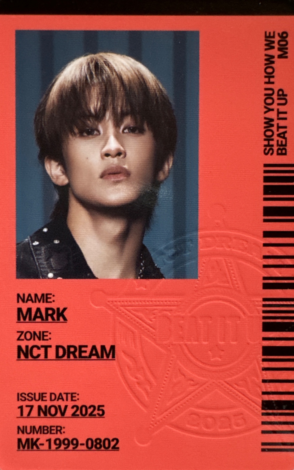 Mark NCT DREAM photocard back side - Driver's License Card