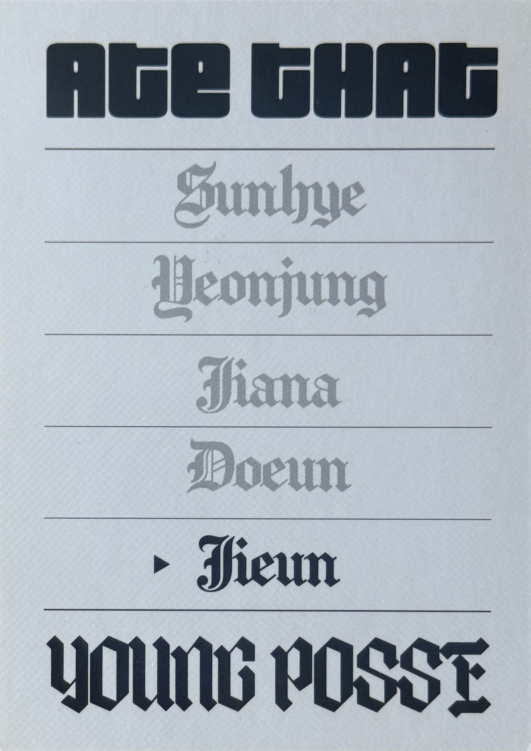 Jieun YOUNG POSSE photocard back side - Character Card (Ver 2)
