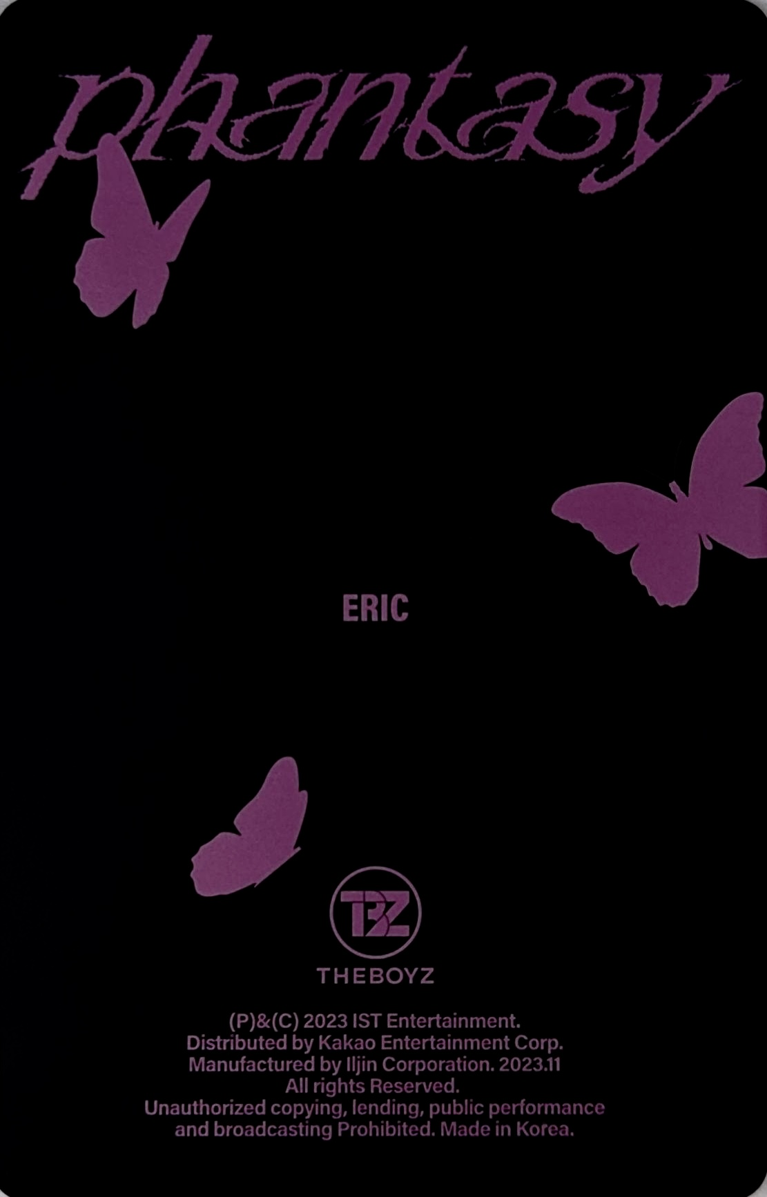 Eric THE BOYZ photocard back side - Lenticular Card