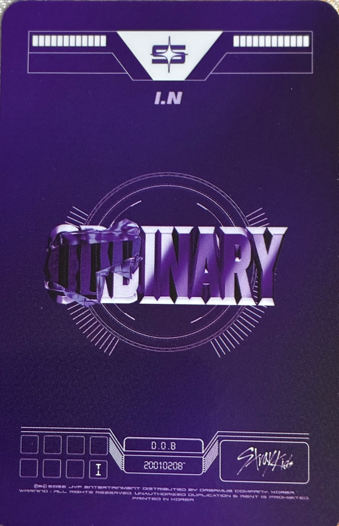 I.N Stray Kids photocard back side - Photocards