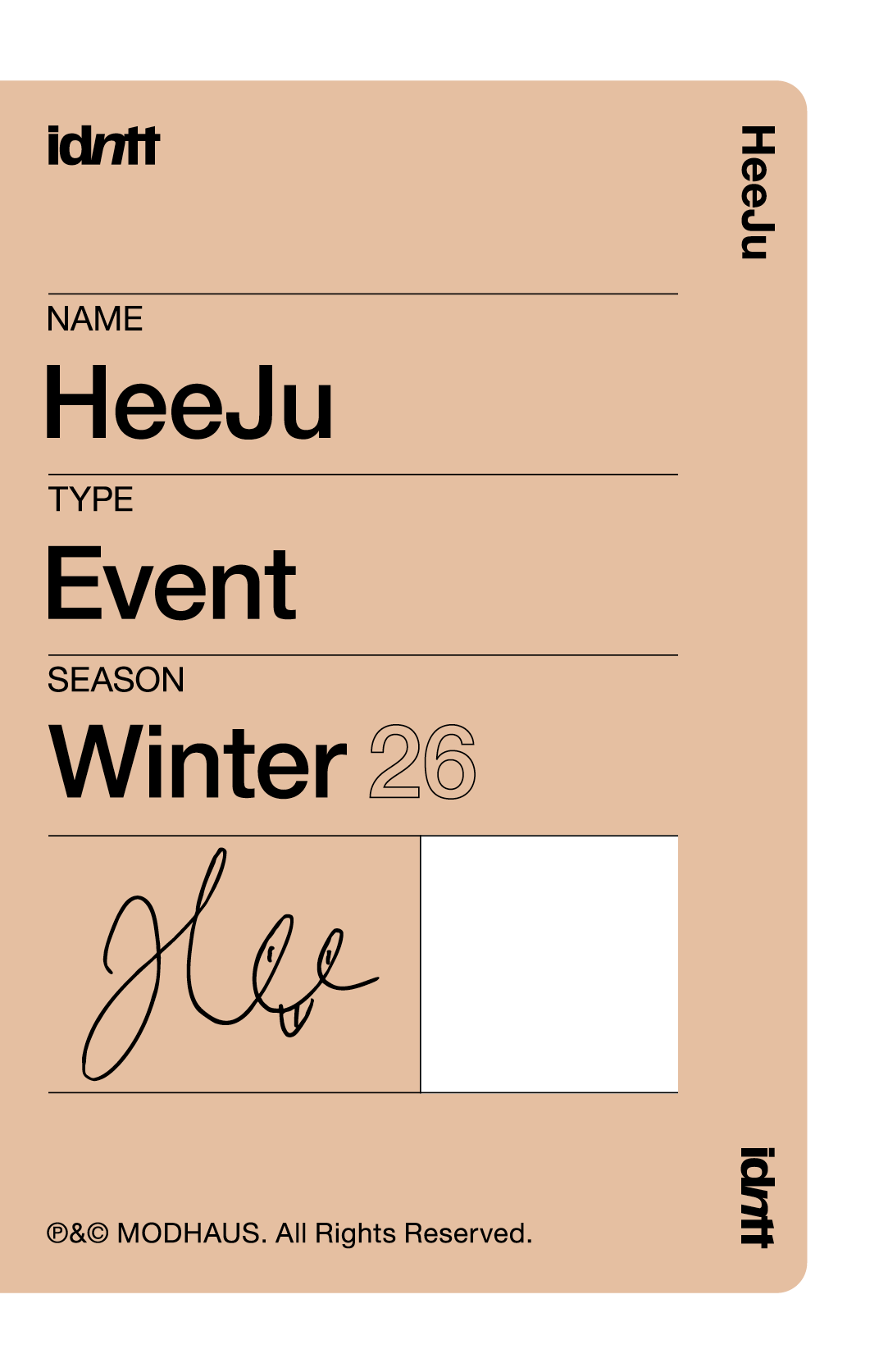 Kim HeeJu idntt photocard back side - Event Objekt
