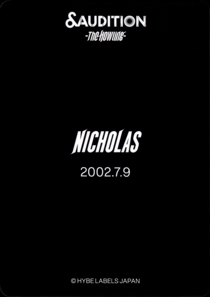Nicholas &TEAM photocard back side - Photocards
