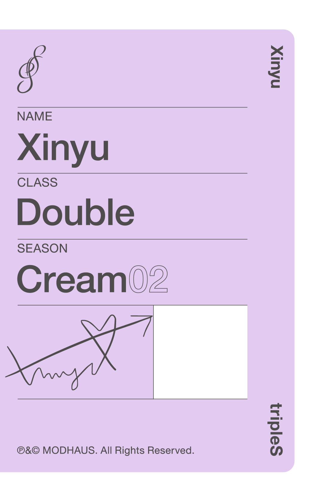 Xinyu tripleS photocard back side - Double Class Objekt