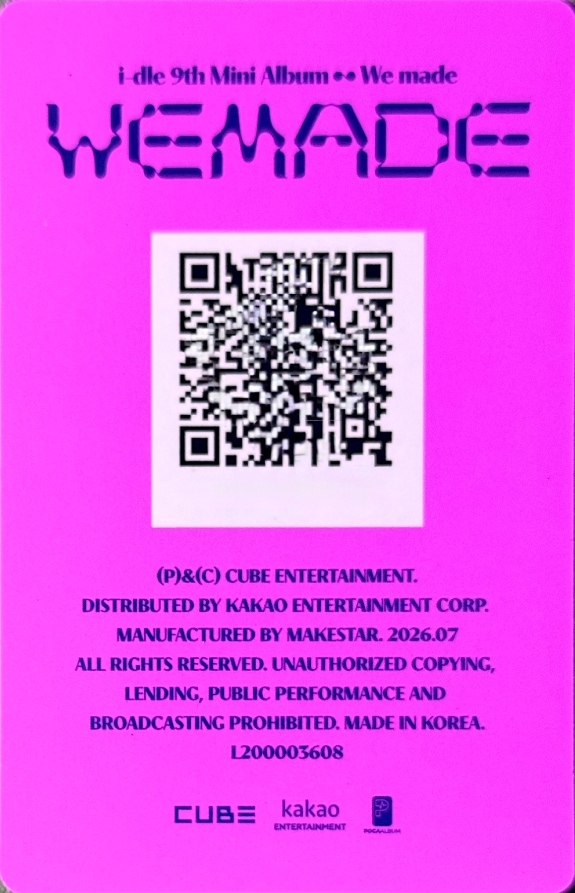 Soyeon I-DLE photocard back side - QR Card