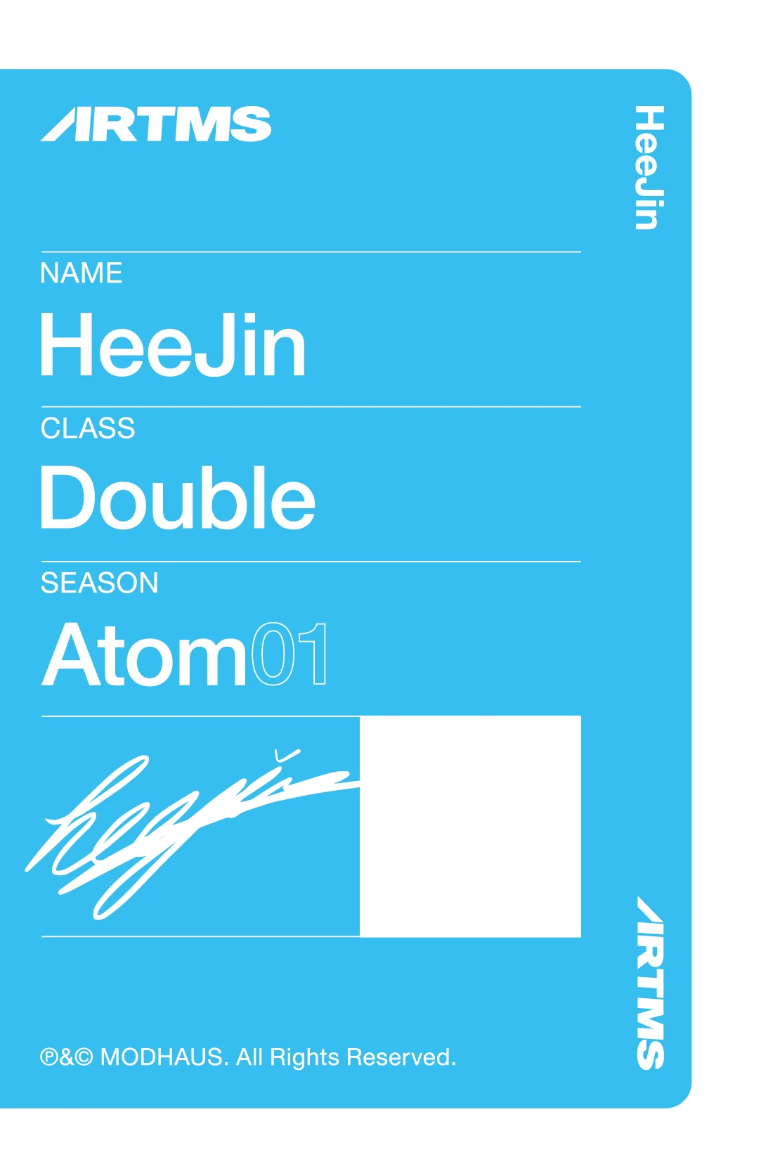 Heejin ARTMS photocard back side - Double Class Objekt