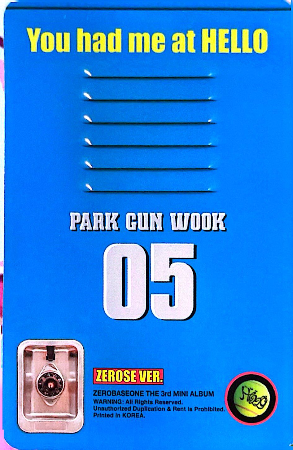 Gunwook ZEROBASEONE photocard back side - Concept Photocard
