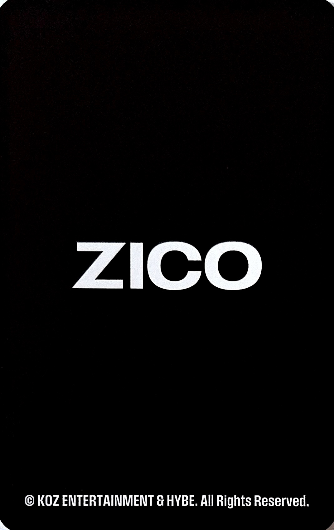Zico Zico photocard back side - Photocard