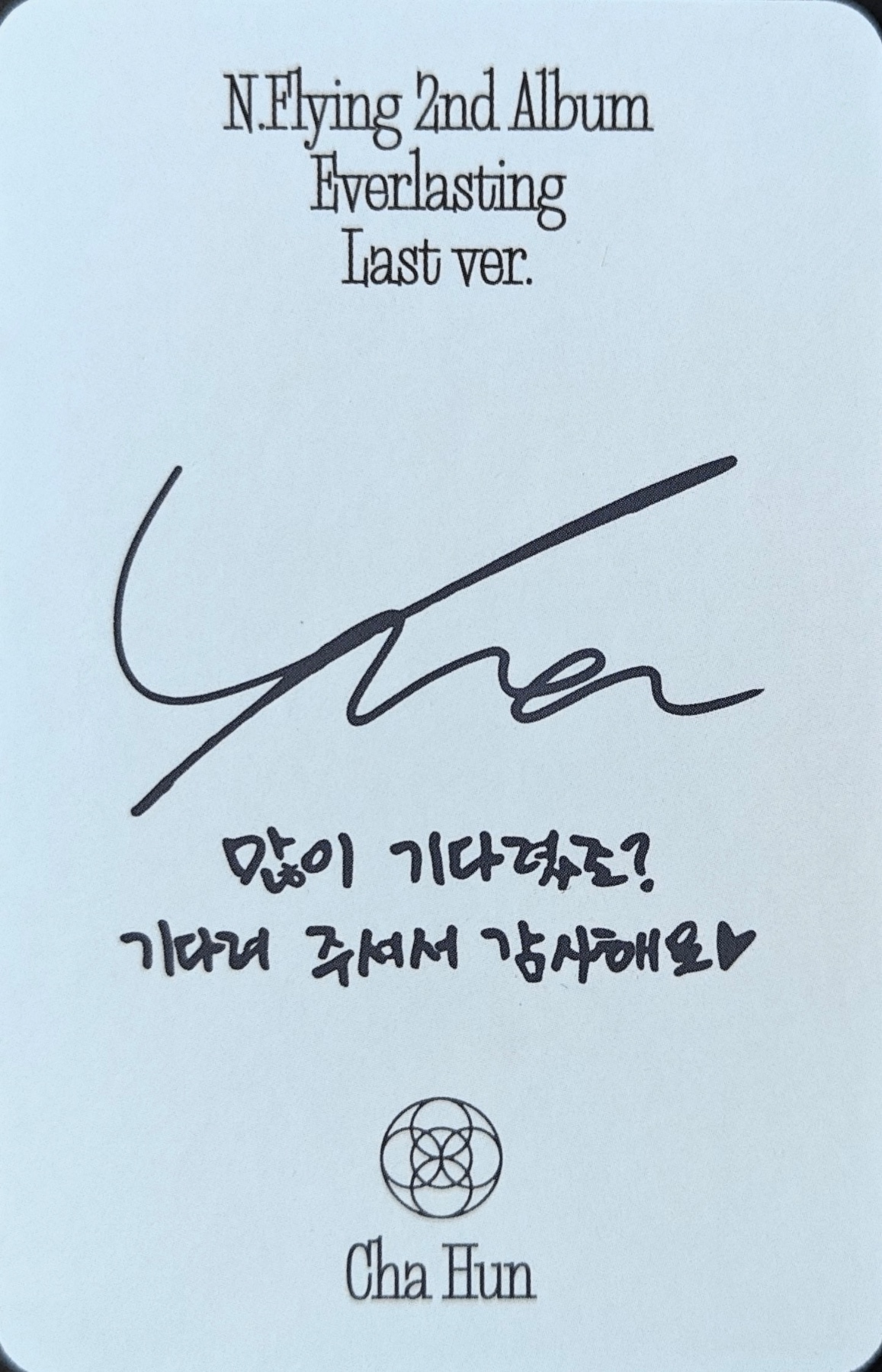 Chahun N.Flying photocard back side - Selfie Photocard
