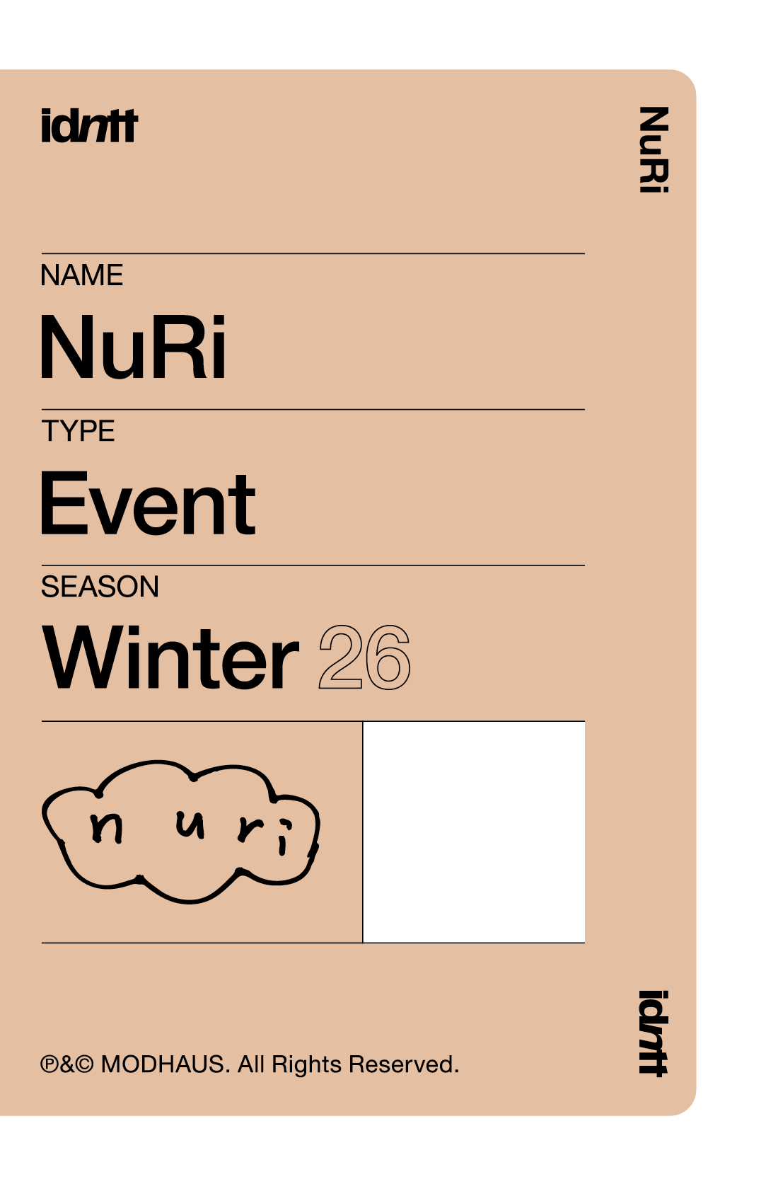Park NuRi idntt photocard back side - Event Objekt
