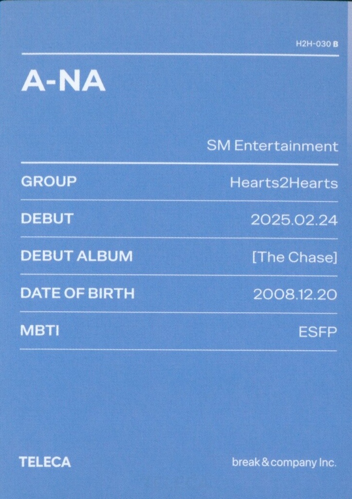 Ana Hearts2Hearts photocard back side - Base ver.