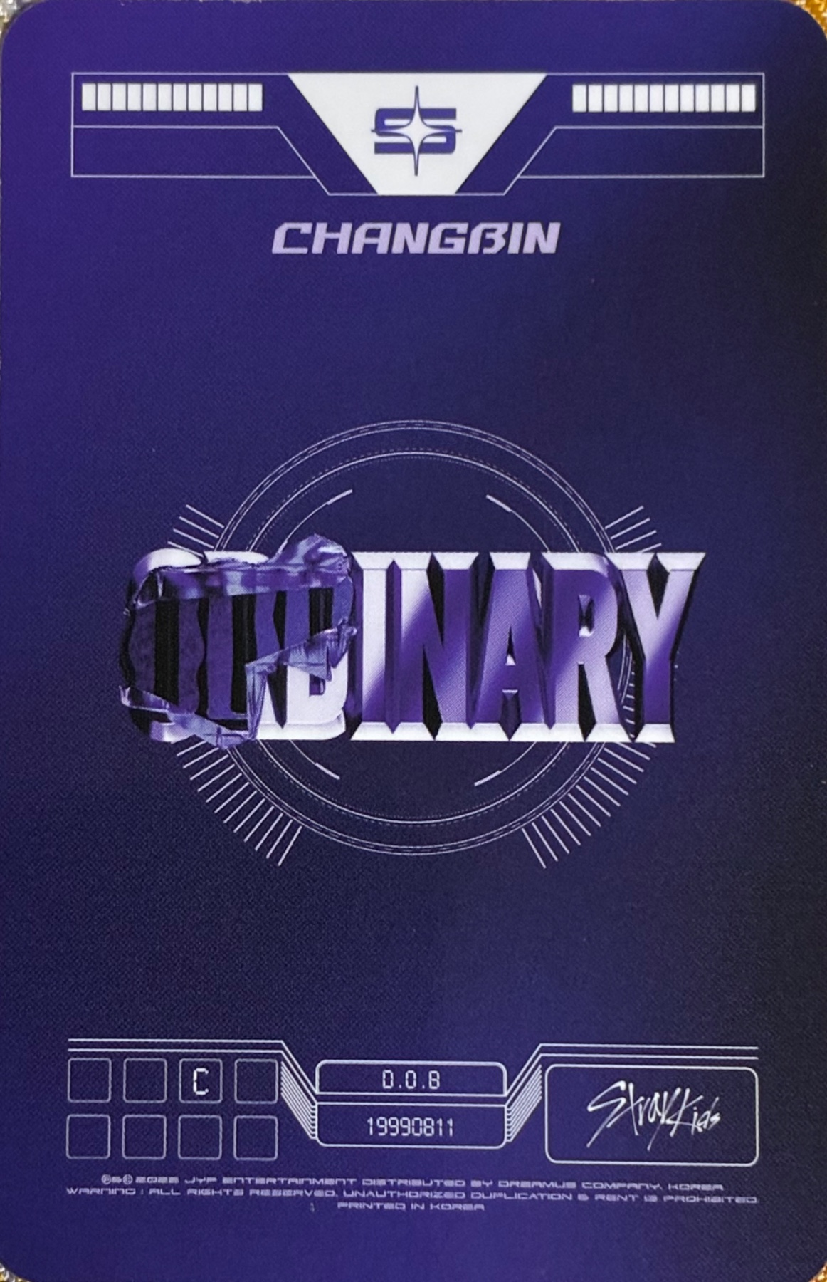 Changbin Stray Kids photocard back side - Photocards