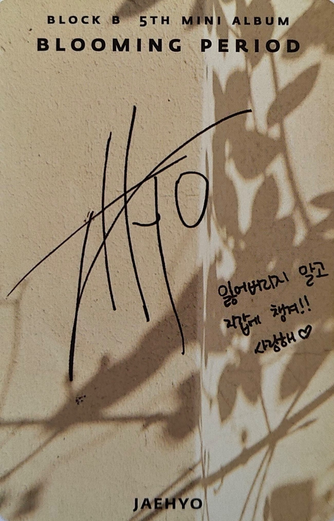 Jaehyo Block B photocard back side - Photocard