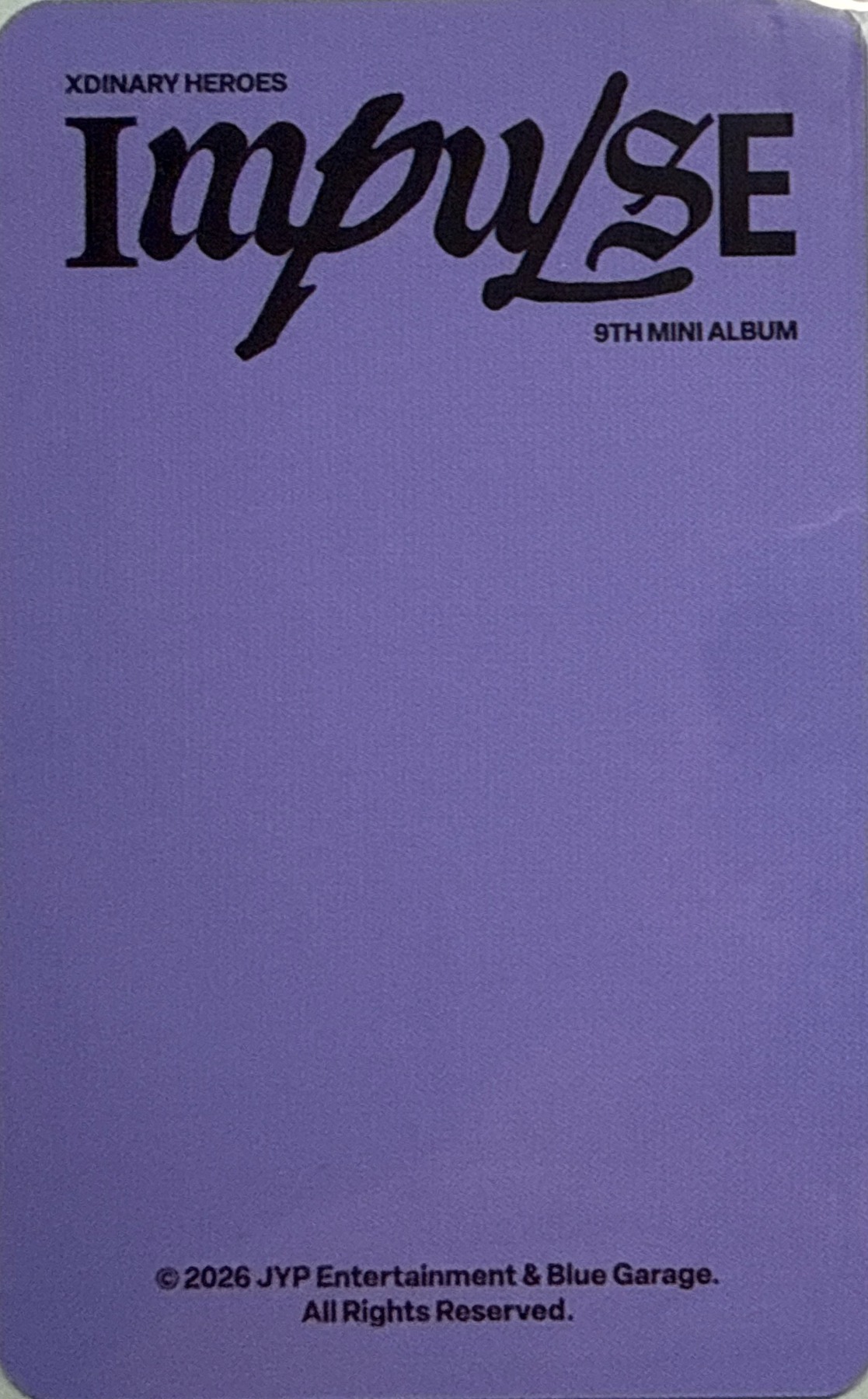 O.de Xdinary Heroes photocard back side - Preorder