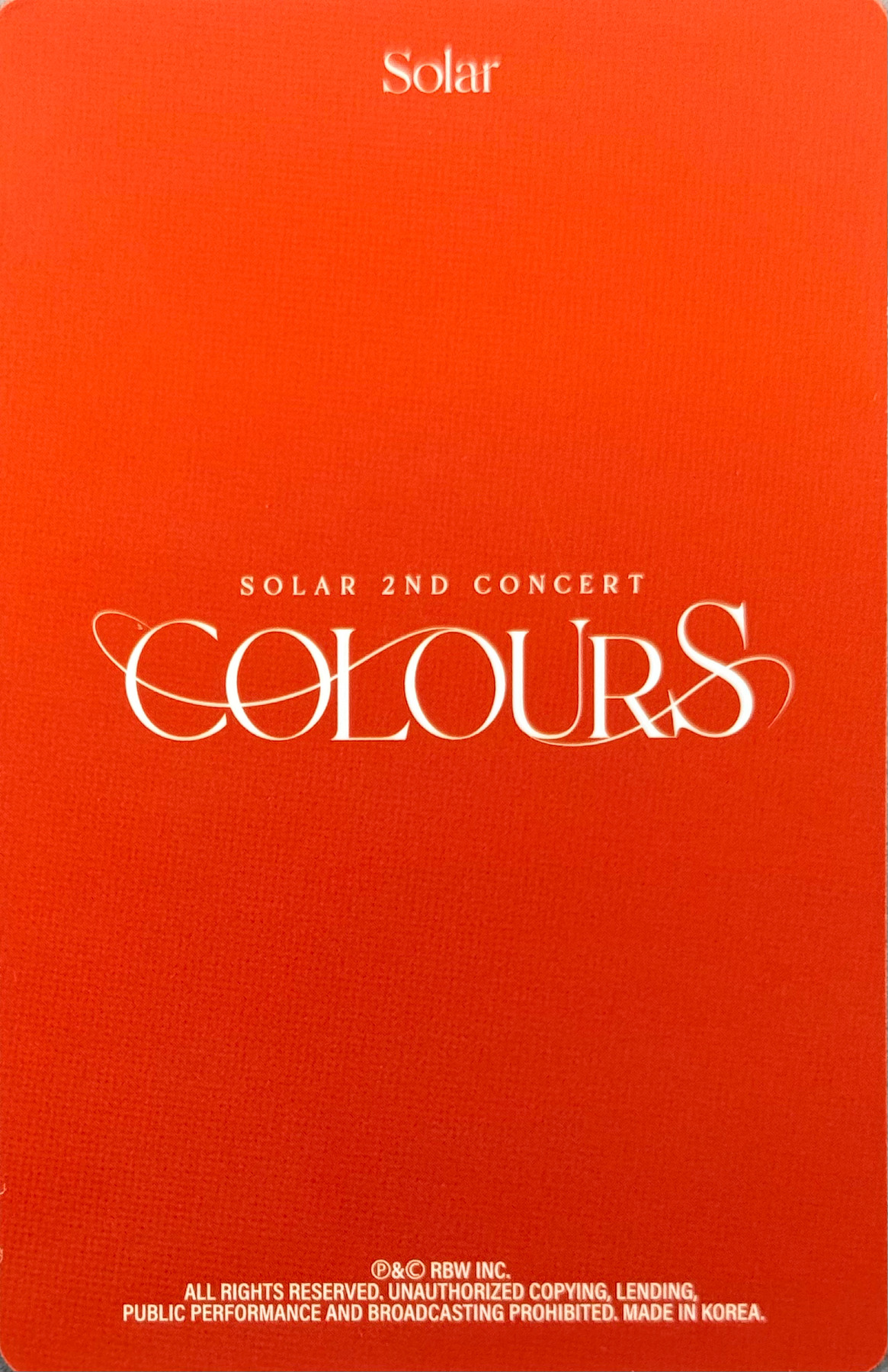 Solar Solar photocard back side - T-Shirt Benefit