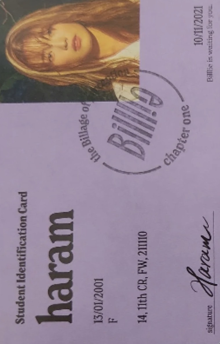 Haram Billlie photocard from Student Identification Card