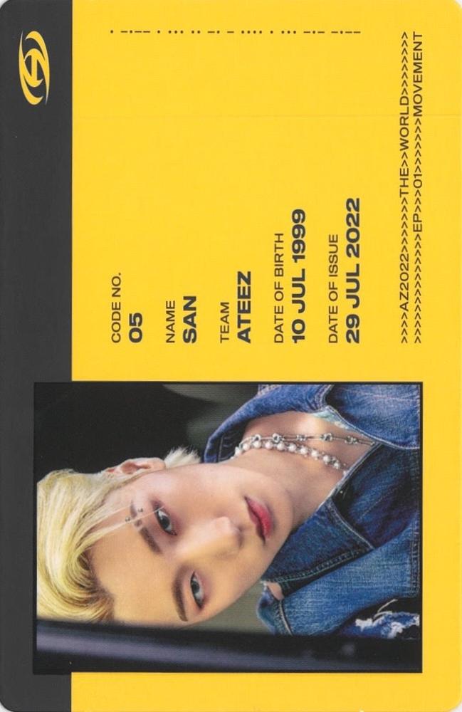 San ATEEZ photocard from ID Card