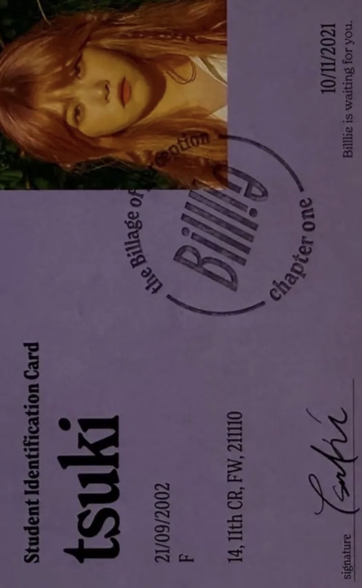 Tsuki Billlie photocard from Student Identification Card