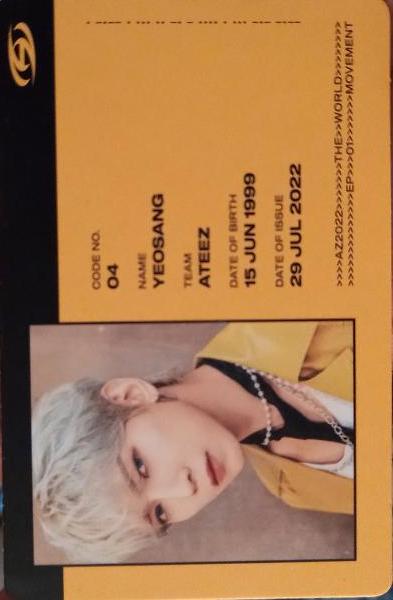 Yeosang ATEEZ photocard from ID Card