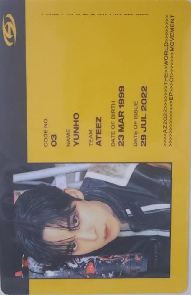 Yunho ATEEZ photocard - THE WORLD EP.1:
MOVEMENT ID Card