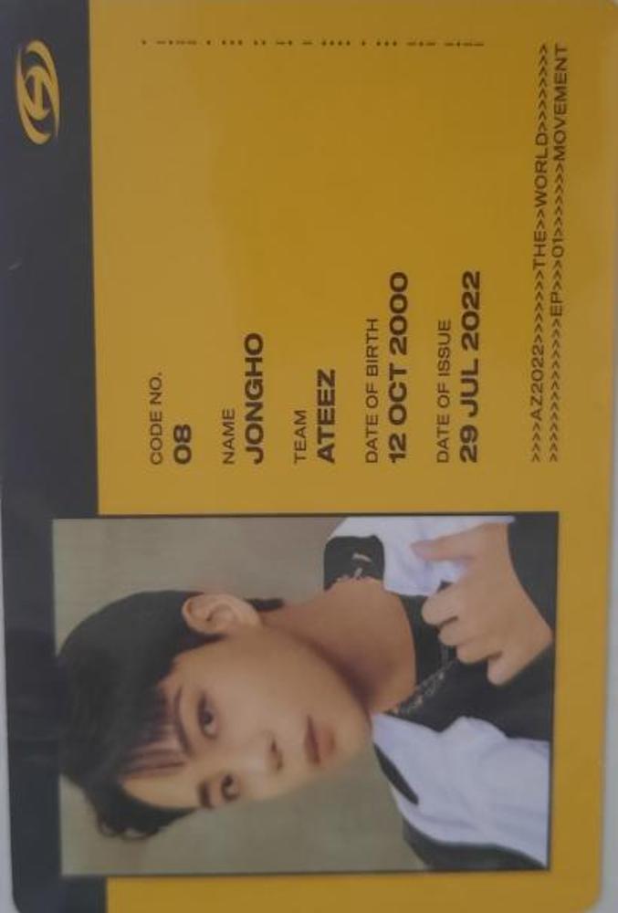 Jongho ATEEZ photocard from ID Card