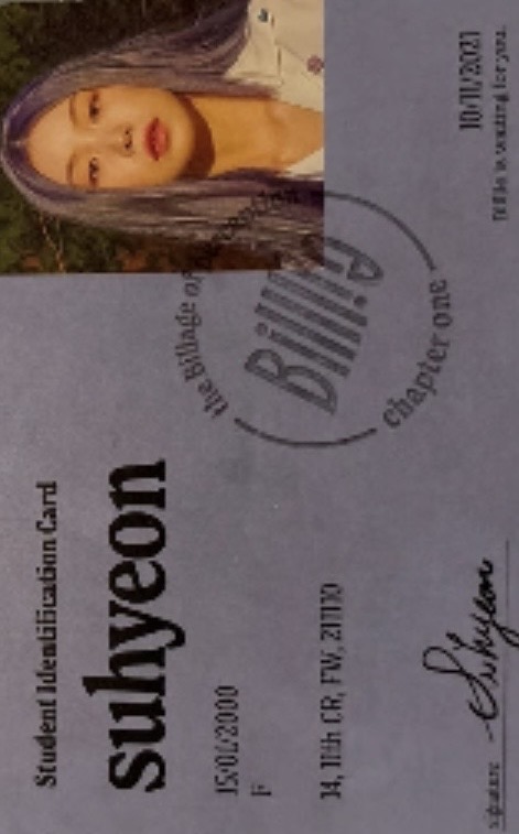 Suhyeon Billlie photocard from Student Identification Card